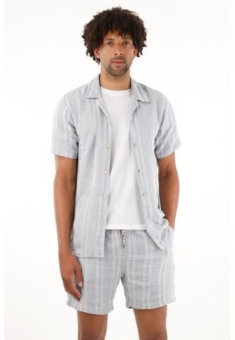 Tennis Camisa Azul Tipo Bowling A Rayas Para Hombre Tennis