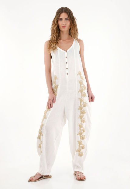 Overall En Lino 100% Amplio Para Mujer
