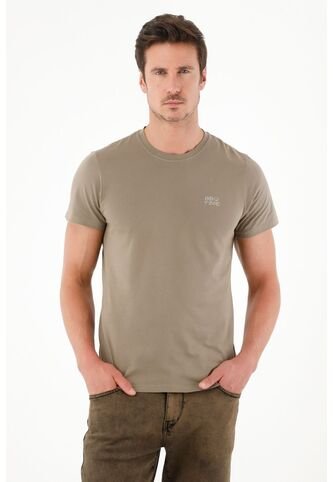 Camiseta Café Con Mini Bordado Para Hombre Tennis