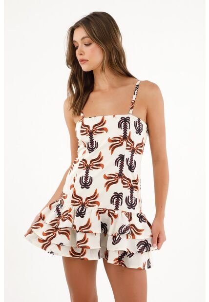 Vestido Corto Con Boleros En Falda Para Mujer