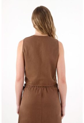 Tennis Chaleco Con Lentejuelas Café Para Mujer