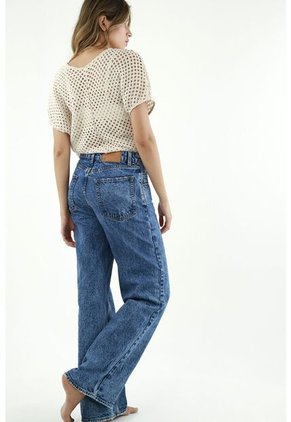 Jean Azul Con Efecto Desgaste Para Mujer