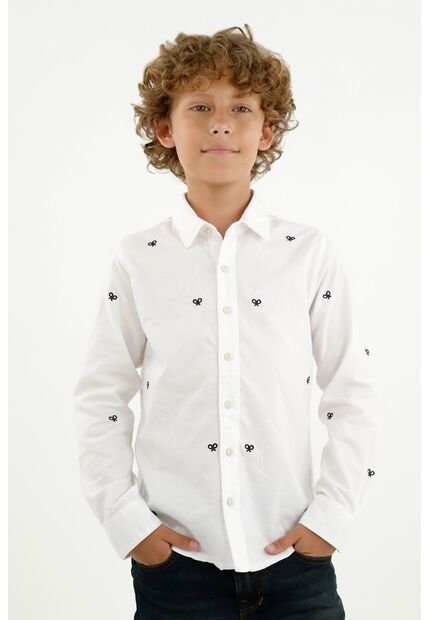 Camisa Cuello Francés Blanca Para Niño