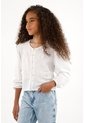 Camisa Blanca De Manga Larga Con Volumen Para Niña de Tennis