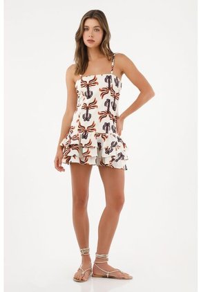 Vestido Corto Con Boleros En Falda Para Mujer