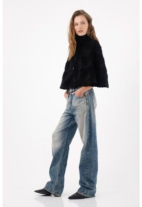 Tennis Capa Holgada Con Textura En Relieve En Algodón Negro Para Mujer