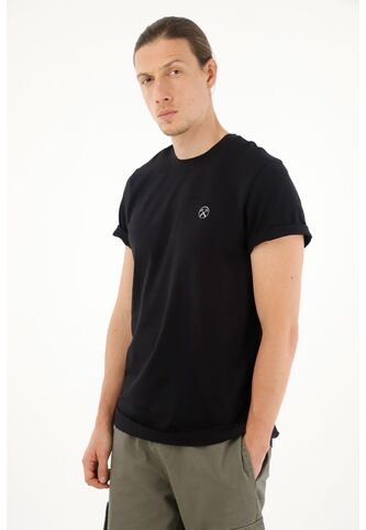 Tennis Camiseta Negra Estampada En Espalda Para Hombre Tennis