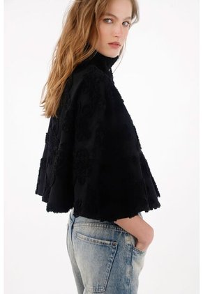 Tennis Capa Holgada Con Textura En Relieve En Algodón Negro Para Mujer