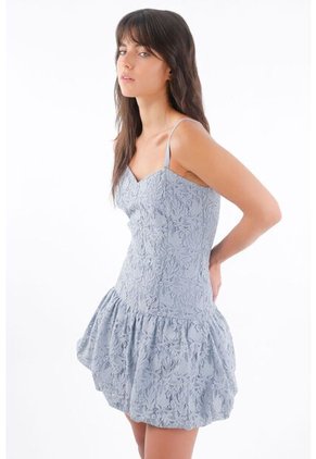 Tennis Vestido Corto Para Mujer De Encaje Azul Cielo Entallado Con Escote Corazón