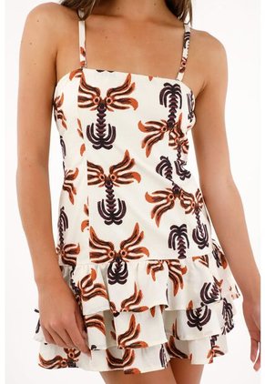 Vestido Corto Con Boleros En Falda Para Mujer