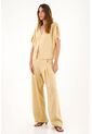 Tennis Pantalón Wide Leg De Tiro Alto Amarillo Para Mujer de Tennis