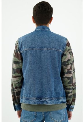 Chaqueta Azul Con Bolsillos Tipo Cargo Para Hombre