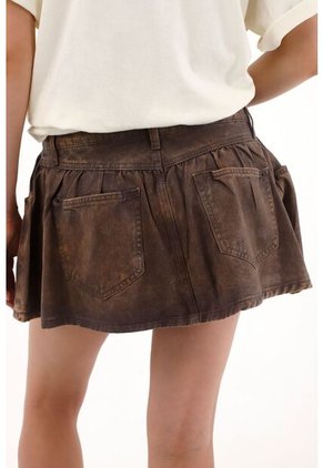 Tennis Falda Corta Tipo Globo Con Efecto Cuero Para Mujer