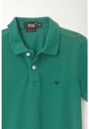 Polo Cuello Tejido Verde Para Niño