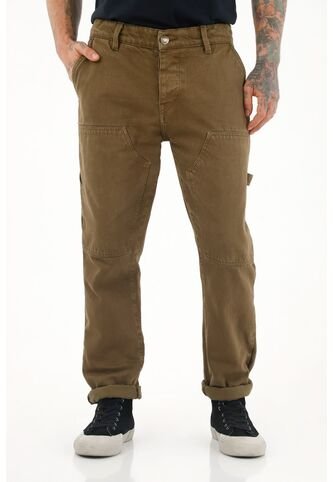 Pantalón Recto Café Con Parches Para Hombre Tennis