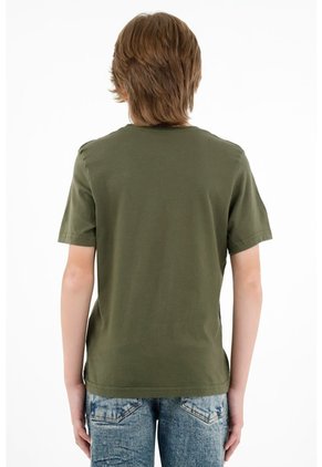 Camiseta Verde Cuello Redondo Para Niño