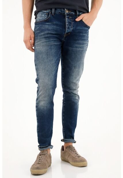 Tennis Jean Súper Skinny Tiro Medio Azul Para Hombre