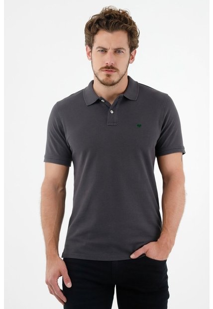 Polo Gris Con Raqueta Multicolor Para Hombre