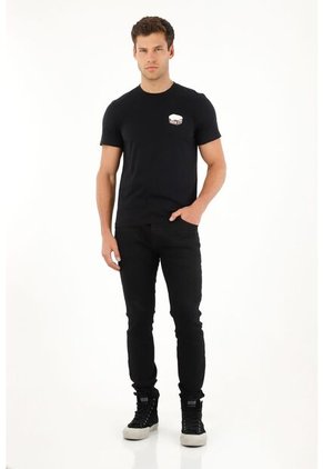 Tennis Camiseta Negra Regular Fit Estampada Para Hombre
