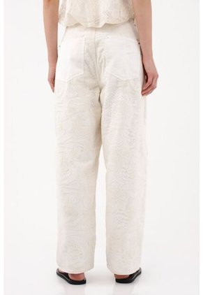 Tennis Pantalón Wide Leg Con Textura En Relieve En Algodón Marfil Para Mujer