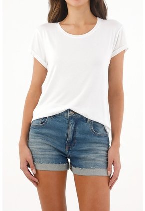 Tennis Camiseta Manga Corta Blanca Para Mujer