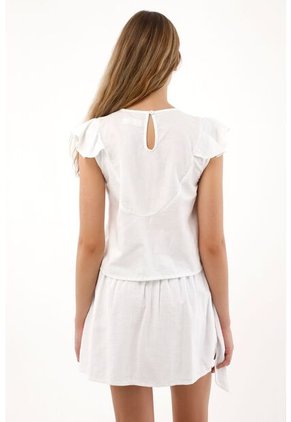 Tennis Camisa Manga Sisa Con Bolero Y Bordado Blanca Para Mujer