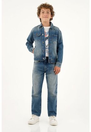 Chaqueta Estilo Trucker Azul Para Niño