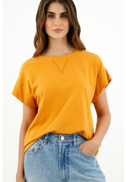 Camiseta Manga Corta Amarilla Para Mujer