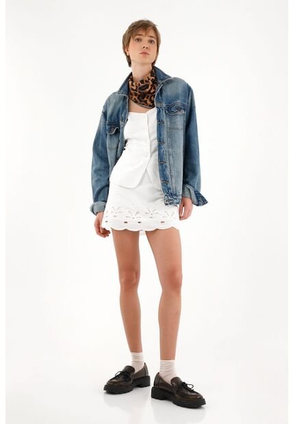 Tennis Falda Corta Con Manualidad Bordada Y Láser Para Mujer