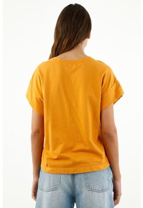 Camiseta Manga Corta Amarilla Para Mujer