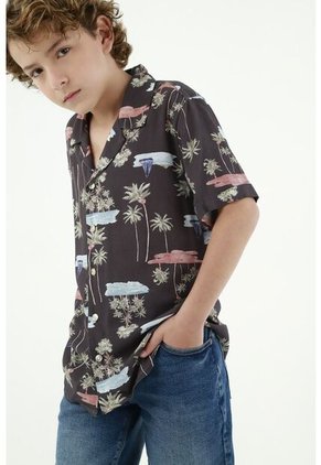 Camisa Azul Manga Corta Para Niño