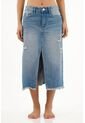Falda Azul Denim Midi Para Mujer de Tennis
