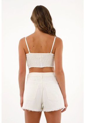 Crop Top Con Bordado De Flores Crudo Para Mujer