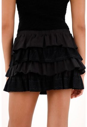 Tennis Falda Corta Negra Con Boleros Para Mujer