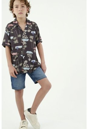 Camisa Azul Manga Corta Para Niño