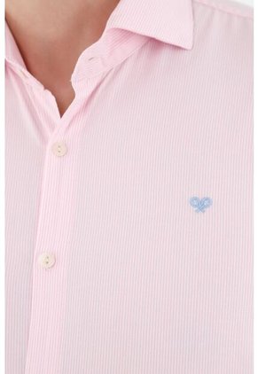 Camisa Manga Larga Rosada Para Hombre