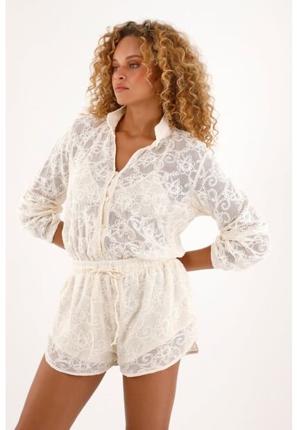 Enterizo Crudo Manga Larga Para Mujer