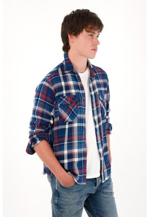 Tennis Camisa Manga Larga Con Diseño A Cuadros Multicolor Con Textura Lisa Para Hombre