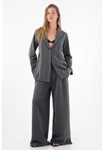 Tennis Abrigo Tipo Blazer Con Apliques De Brillo Gris Para Mujer Tennis