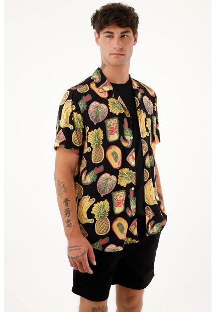 Camisa Tipo Bowling Estampada Para Hombre