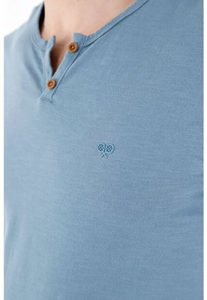 Tennis Camiseta Azul Manga Corta Para Hombre