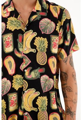 Camisa Tipo Bowling Estampada Para Hombre