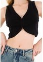 Tennis Camiseta En Rib Con Ajuste De Broches Negra Para Mujer de Tennis