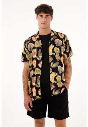 Camisa Tipo Bowling Estampada Para Hombre
