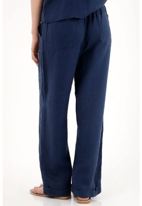 Tennis Pantalón Con Pretina Elástica En 100% Lino Para Mujer