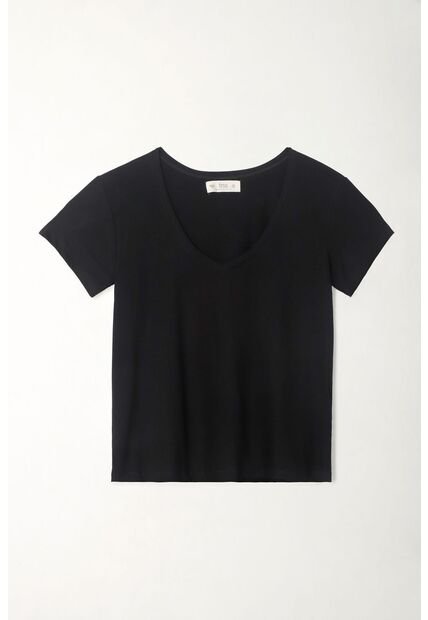 Tennis Camiseta Negra Cuello V Para Mujer