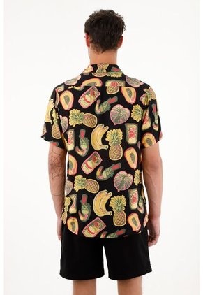 Camisa Tipo Bowling Estampada Para Hombre