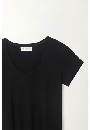 Tennis Camiseta Negra Cuello V Para Mujer