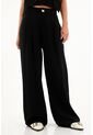 Pantalón Wide Leg Tiro Alto Negro Para Mujer de Tennis