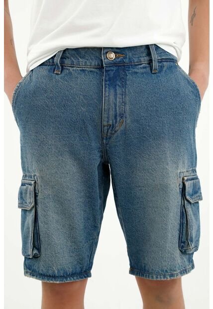 Bermuda Tipo Cargo Azul Para Hombre